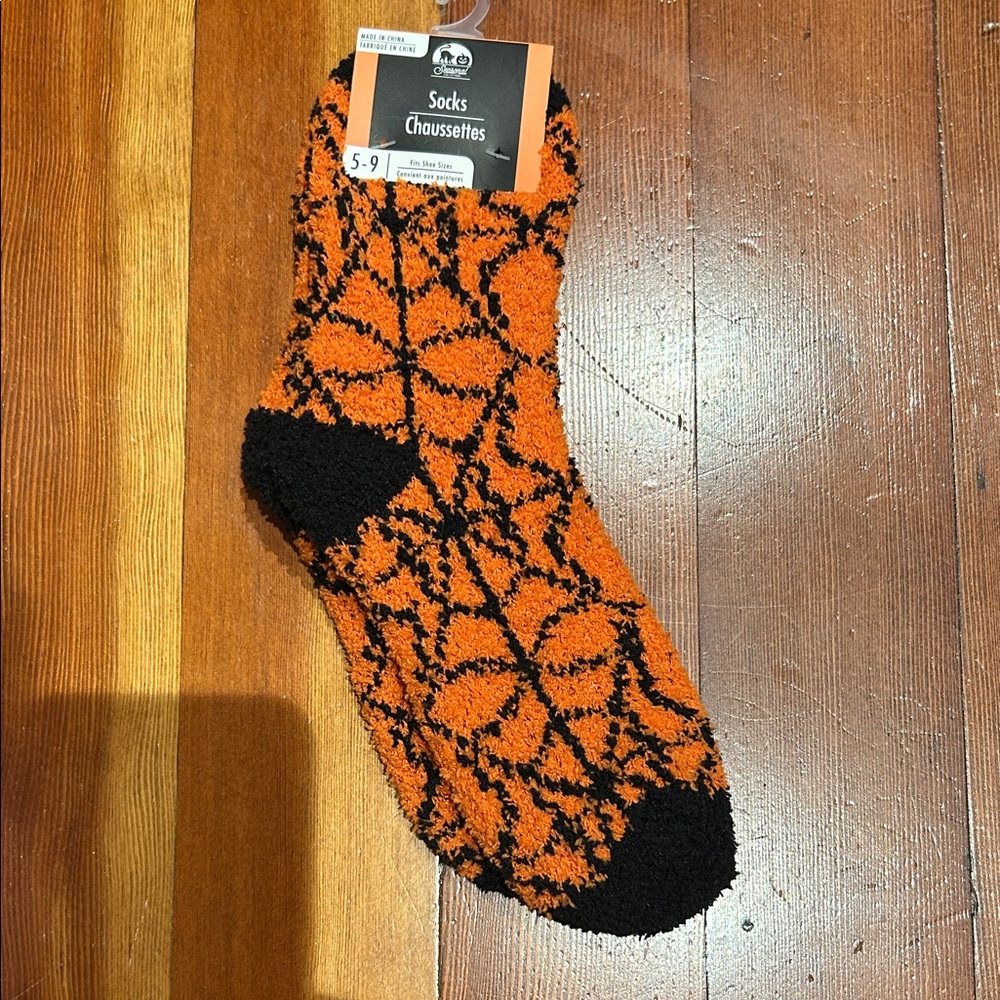 Festive Orange and Black Patterned Socks